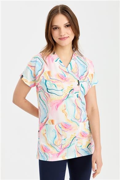 Carnival Basic -  Desenli Hemşire Doktor Veteriner Tek Üst Forma (UNISEX) / Marble