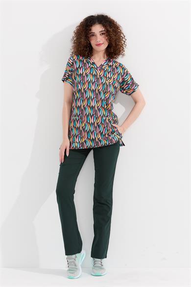 Carnival Basic - Desenli Hemşire Doktor Veteriner Tek Üst Forma (UNISEX), Tüy