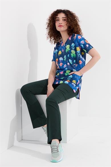 Carnival Basic - Desenli Hemşire Doktor Veteriner Tek Üst Forma (UNISEX), Su Altı