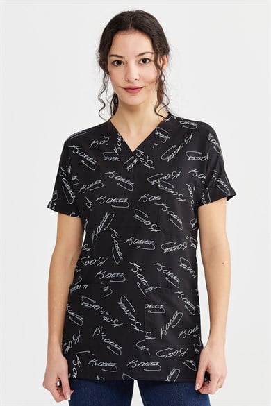 Carnival Basic -  Desenli Hemşire Doktor Veteriner Tek Üst Forma (UNISEX) / Atatürk İmzası
