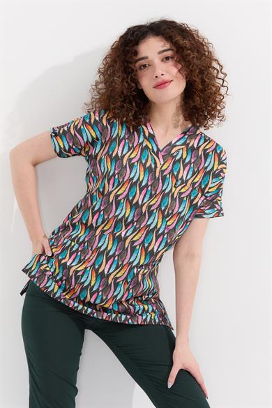 Carnival Basic - Desenli Hemşire Doktor Veteriner Tek Üst Forma (UNISEX), Tüy