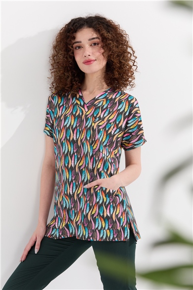 Carnival Basic -  Desenli Hemşire Doktor Veteriner Tek Üst Forma (UNISEX) / Tüy