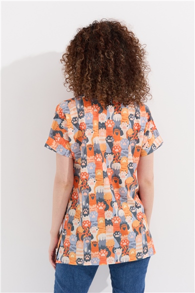 Carnival Basic -  Desenli Hemşire Doktor Veteriner Tek Üst Forma (UNISEX) / Pati