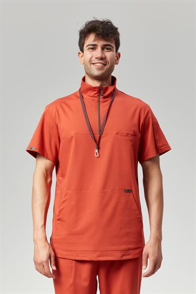 Extreme Cool Man - Premium Çift Yön Likralı Doktor Hemşire Tek Üst Forma (ERKEK), Mandalin