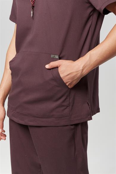 Extreme Cool Man - Premium Çift Yön Likralı Doktor Hemşire Tek Üst Forma (ERKEK), Mürdüm