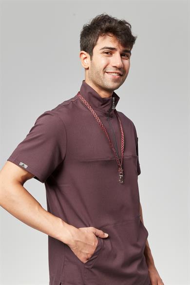 Extreme Cool Man - Premium Çift Yön Likralı Doktor Hemşire Forma Takımı (ERKEK), Mürdüm