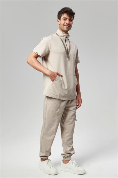 Extreme Cool Man - Premium Çift Yön Likralı Doktor Hemşire Forma Takımı (ERKEK), Kumsal