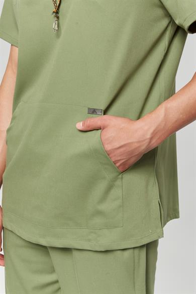 Extreme Cool Man - Premium Çift Yön Likralı Doktor Hemşire Tek Üst Forma (ERKEK), Yosun