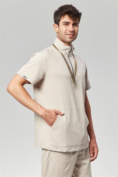 Extreme Cool Man - Premium Çift Yön Likralı Doktor Hemşire Tek Üst Forma (ERKEK), Kumsal