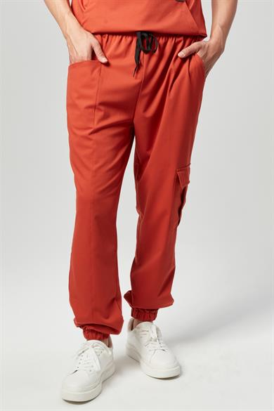 Extreme Cool Man - Premium Çift Yön Likralı Doktor Hemşire Forma Takımı Scrubs Üniforma Cerrahi Takım (ERKEK), Mandalin