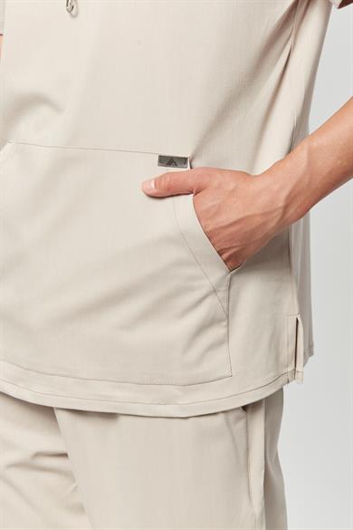 Extreme Cool Man - Premium Çift Yön Likralı Doktor Hemşire Forma Takımı Scrubs Üniforma Cerrahi Takım (ERKEK), Kumsal