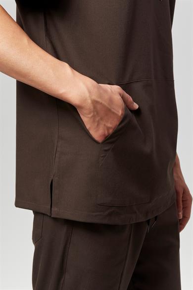 Extreme Cool Man - Premium Çift Yön Likralı Doktor Hemşire Tek Üst Forma (ERKEK), Acı Kahve