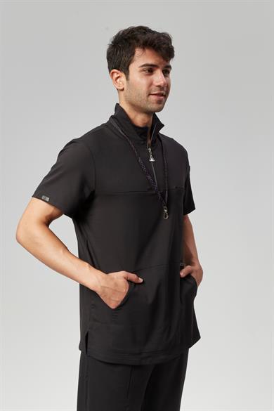 Extreme Cool Man - Premium Çift Yön Likralı Doktor Hemşire Forma Takımı Scrubs Üniforma Cerrahi Takım (ERKEK), Kömür