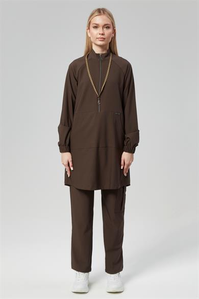 Extreme Cool Modest - Premium Çift Yön Likralı Doktor Hemşire Forma Takımı (KADIN), Acı Kahve