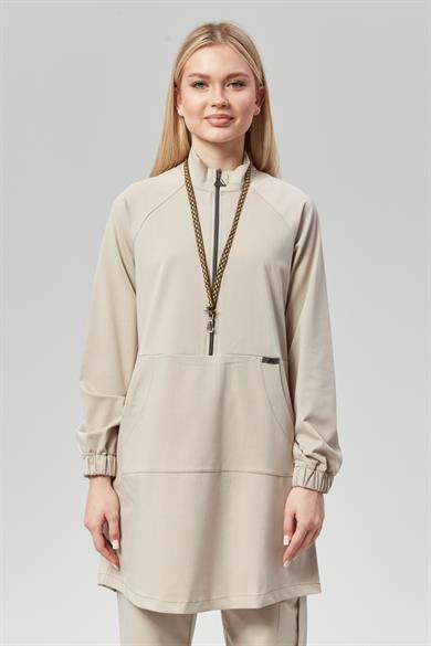 Extreme Cool Modest - Premium Çift Yön Likralı Doktor Hemşire Forma Takımı Scrubs Üniforma Cerrahi Takım (KADIN), Kumsal