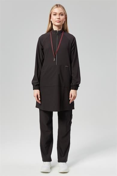 Extreme Cool Modest - Premium Çift Yön Likralı Doktor Hemşire Forma Takımı Scrubs Üniforma Cerrahi Takım (KADIN), Kömür