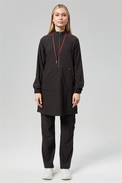 Extreme Cool Modest - Premium Çift Yön Likralı Doktor Hemşire Forma Takımı (KADIN), Kömür