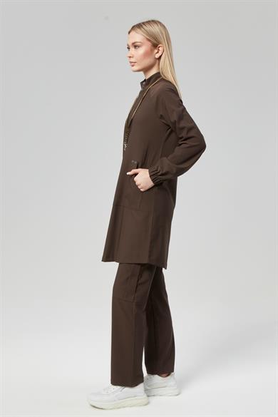 Extreme Cool Modest - Premium Çift Yön Likralı Doktor Hemşire Forma Takımı (KADIN), Acı Kahve