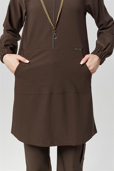 Extreme Cool Modest - Premium Çift Yön Likralı Doktor Hemşire Forma Takımı (KADIN), Acı Kahve