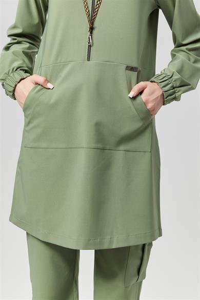 Extreme Cool Modest - Premium Çift Yön Likralı Doktor Hemşire Tek Üst Forma (KADIN), Yosun