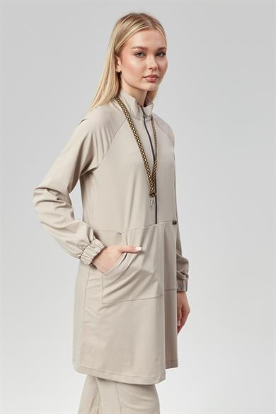 Extreme Cool Modest - Premium Çift Yön Likralı Doktor Hemşire Forma Takımı Scrubs Üniforma Cerrahi Takım (KADIN), Kumsal