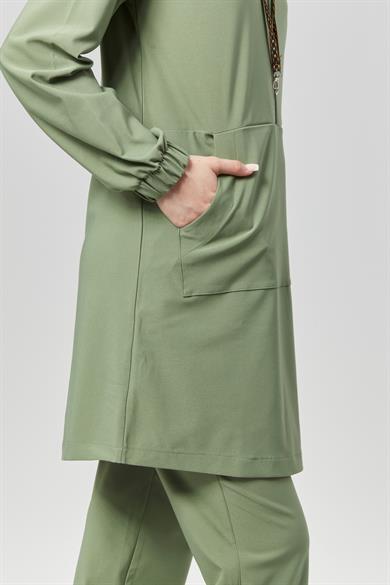 Extreme Cool Modest - Premium Çift Yön Likralı Doktor Hemşire Forma Takımı Scrubs Üniforma Cerrahi Takım (KADIN), Yosun