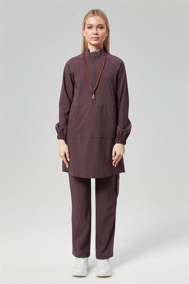 Extreme Cool Modest - Premium Çift Yön Likralı Doktor Hemşire Forma Takımı (KADIN), Mürdüm