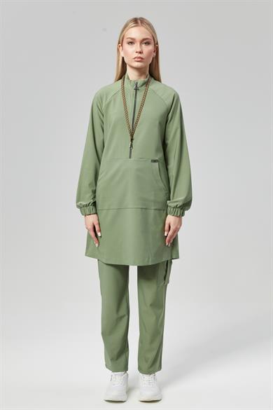 Extreme Cool Modest - Premium Çift Yön Likralı Doktor Hemşire Forma Takımı (KADIN), Yosun