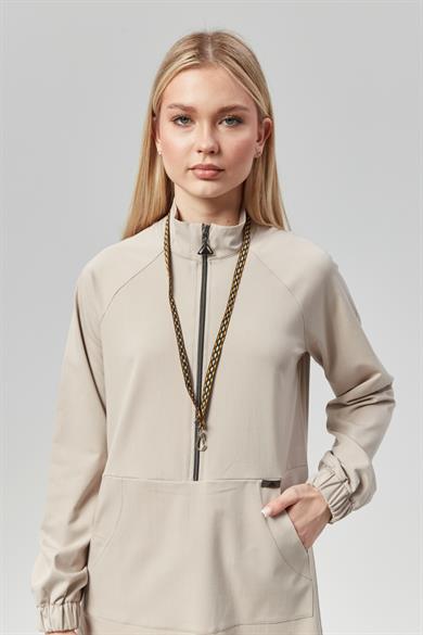 Extreme Cool Modest - Premium Çift Yön Likralı Doktor Hemşire Forma Takımı Scrubs Üniforma Cerrahi Takım (KADIN), Kumsal