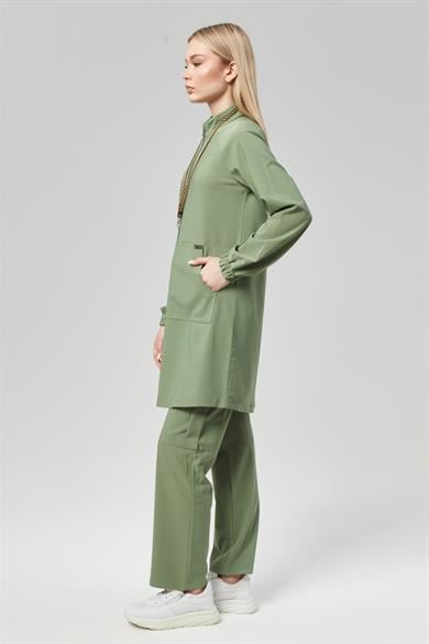 Extreme Cool Modest - Premium Çift Yön Likralı Doktor Hemşire Forma Takımı Scrubs Üniforma Cerrahi Takım (KADIN), Yosun