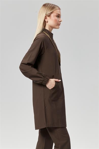 Extreme Cool Modest - Premium Çift Yön Likralı Doktor Hemşire Forma Takımı Scrubs Üniforma Cerrahi Takım (KADIN), Acı Kahve