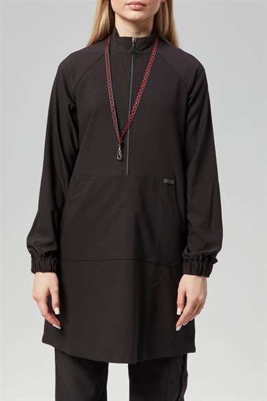 Extreme Cool Modest - Premium Çift Yön Likralı Doktor Hemşire Forma Takımı Scrubs Üniforma Cerrahi Takım (KADIN), Kömür