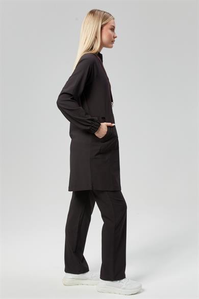 Extreme Cool Modest - Premium Çift Yön Likralı Doktor Hemşire Forma Takımı Scrubs Üniforma Cerrahi Takım (KADIN), Kömür