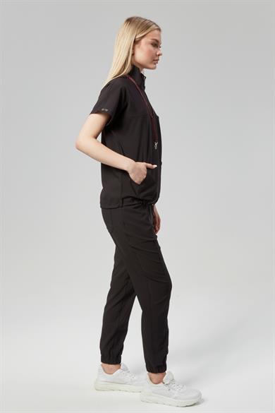 Extreme Cool Woman - Premium Çift Yön Likralı Doktor Hemşire Forma Takımı Scrubs Üniforma Cerrahi Takım (KADIN), Kömür