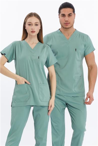 Happiness Basic - Likralı Doktor Hemşire Tek Üst Forma (UNISEX), Çağla Yeşili