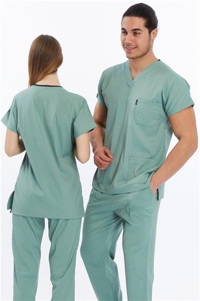 Happiness Basic - Likralı Doktor Hemşire Tek Üst Forma (UNISEX), Çağla Yeşili