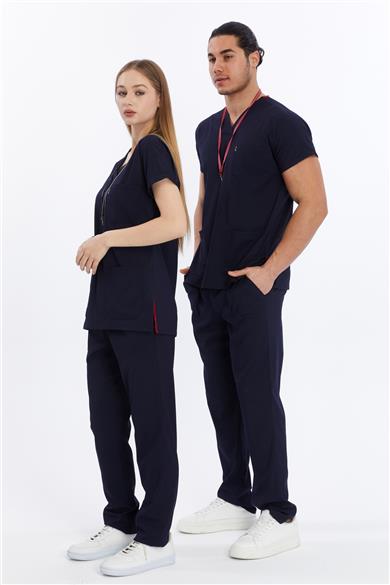 Happiness Basic - Likralı Doktor Hemşire Forma Takımı (UNISEX), Lacivert