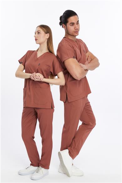 Happiness Basic - Likralı Doktor Hemşire Forma Takımı (UNISEX), Bisküvi