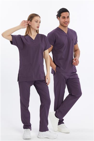 Happiness Basic - Likralı Doktor Hemşire Forma Takımı (UNISEX), Gül Kurusu