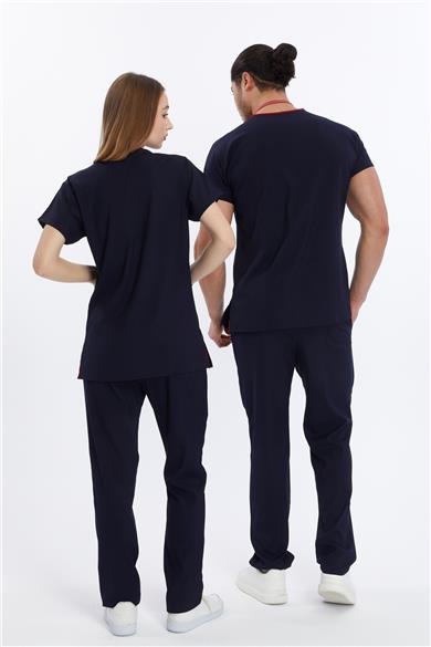 Happiness Basic - Likralı Doktor Hemşire Forma Takımı (UNISEX), Lacivert