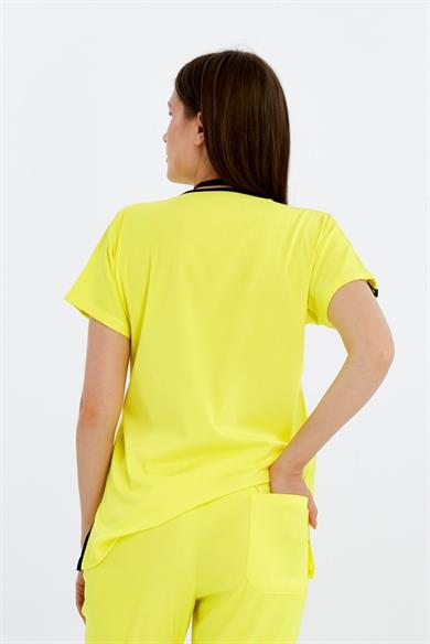 Happiness Basic - Likralı Doktor Hemşire Tek Üst Forma (UNISEX), Limon Sarısı