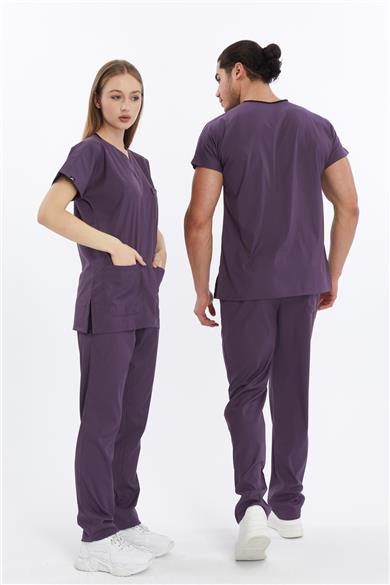 Happiness Basic - Likralı Doktor Hemşire Forma Takımı (UNISEX), Gül Kurusu