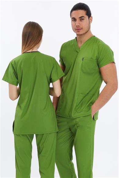 Happiness Basic - Likralı Doktor Hemşire Tek Üst Forma (UNISEX), Fıstık Yeşili