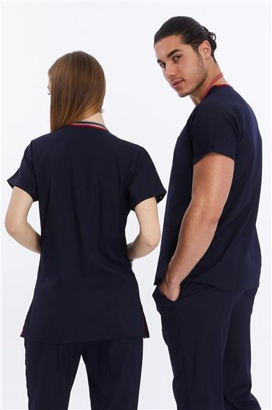 Happiness Basic - Likralı Doktor Hemşire Tek Üst Forma (UNISEX), Lacivert