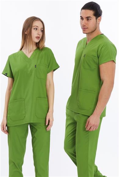 Happiness Basic - Likralı Doktor Hemşire Tek Üst Forma (UNISEX), Fıstık Yeşili