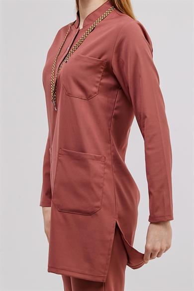 Happiness Modest - Likralı Doktor Hemşire Tesettür Tek Üst Forma, Bisküvi