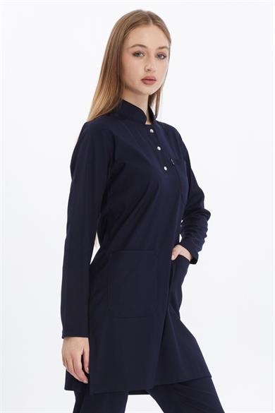 Happiness Modest - Likralı Doktor Hemşire Tesettür Tek Üst Forma, Lacivert