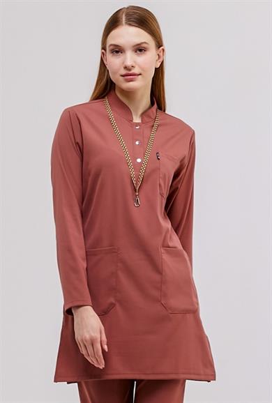 Happiness Modest - Likralı Doktor Hemşire Tesettür Tek Üst Forma, Bisküvi