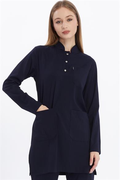 Happiness Modest - Likralı Doktor Hemşire Tesettür Tek Üst Forma, Lacivert