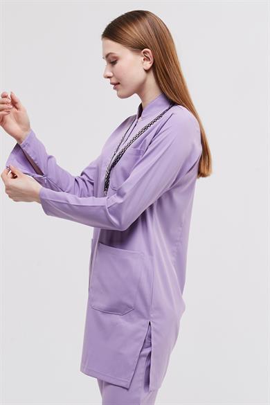 Happiness Modest - Likralı Doktor Hemşire Tesettür Tek Üst Forma, Lila